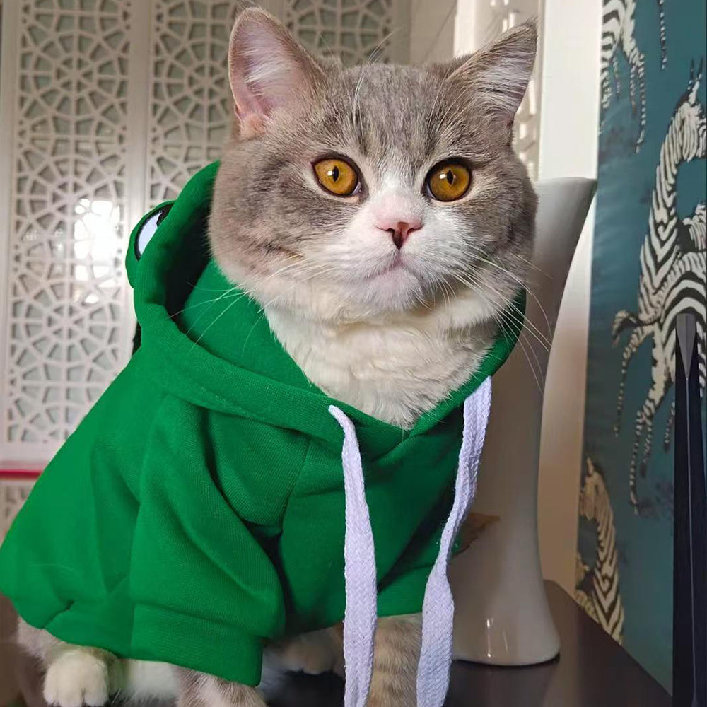 Soft Warm Cat Clothes For Small Dogs Cats Funny Halloween Cosplay Frog Costume Kitten Creative Sweatshirts Pet Autumn Hoodies