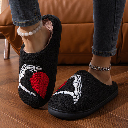 Love Black Hand Home Thickened Cotton Slippers