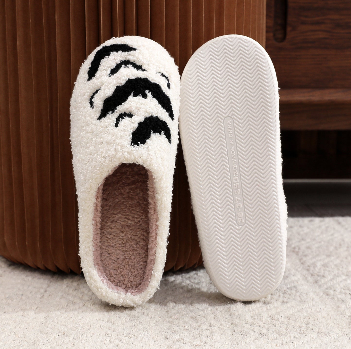 Halloween Bat Embroidery Cotton Slippers Plush Couple's Home Slippers