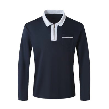 Autumn Mens Long Sleeve Zipper Polo Shirts