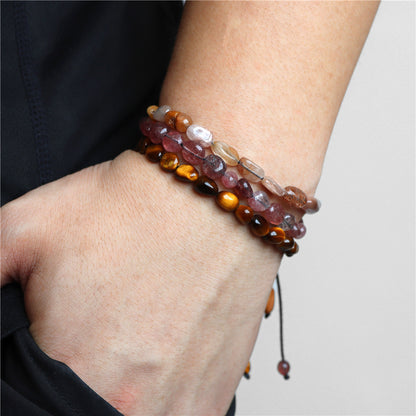 Natural Stone Traveling Irregular Beads Woven Bracelet