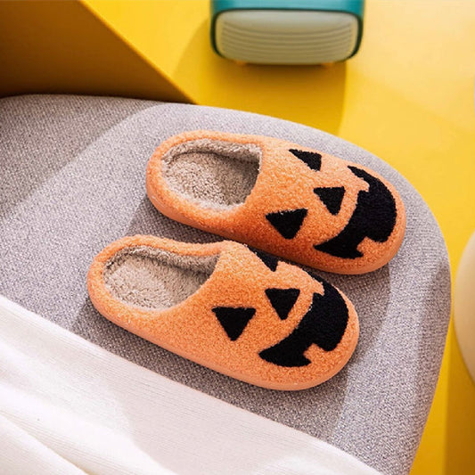 Halloween Pumpkin Grimace Cotton Slippers