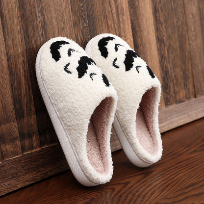 Halloween Bat Embroidery Cotton Slippers Plush Couple's Home Slippers