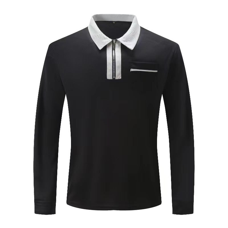 Autumn Mens Long Sleeve Zipper Polo Shirts