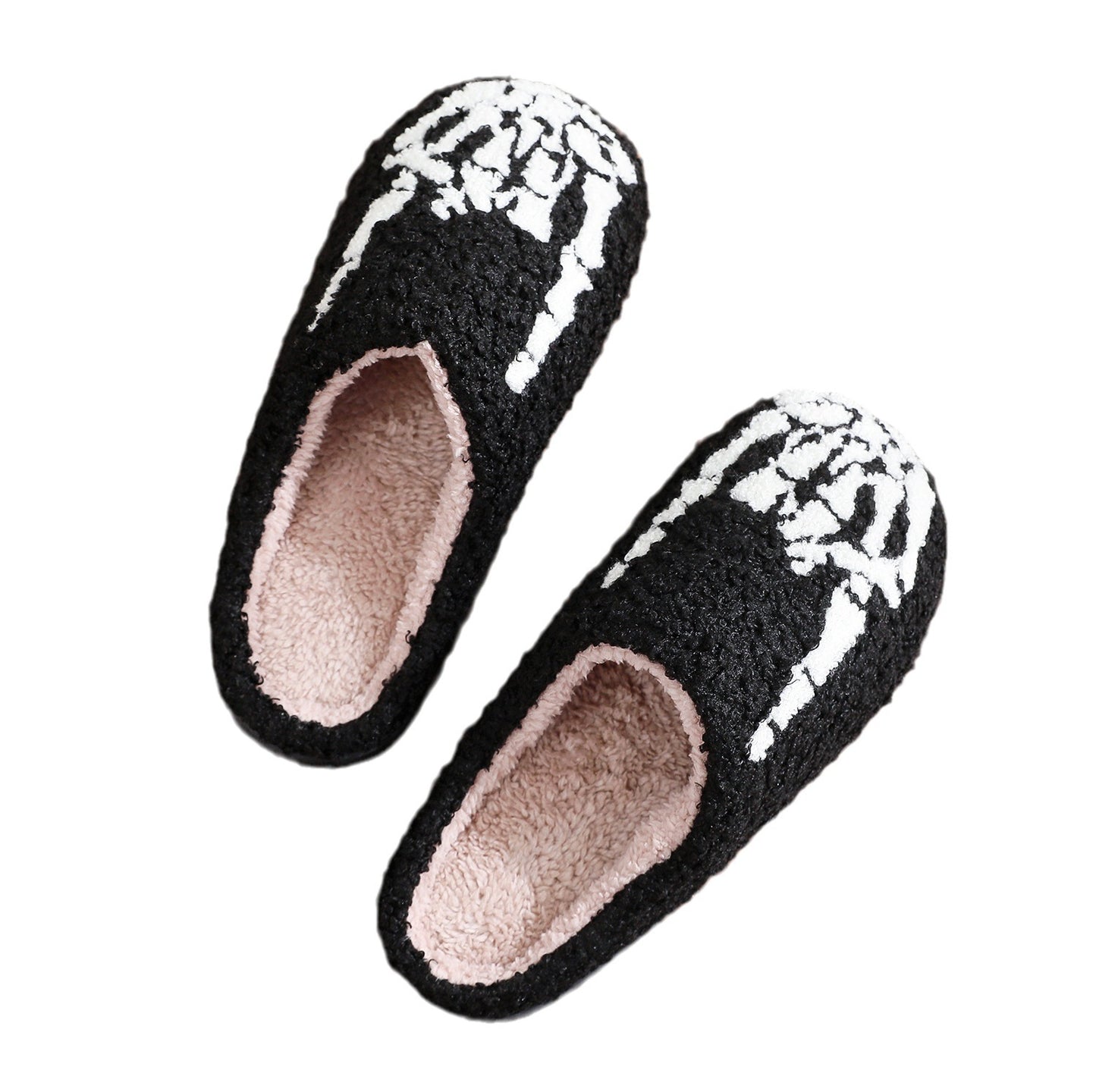 Halloween Skull Finger Rock Embroidered Printed Cotton Slippers