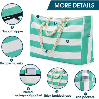 Striped Beach Large Storage Canvas Traveling Bag