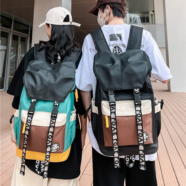 New Color Matching Backpack Fashion Outdoor Travel Bags Men Women