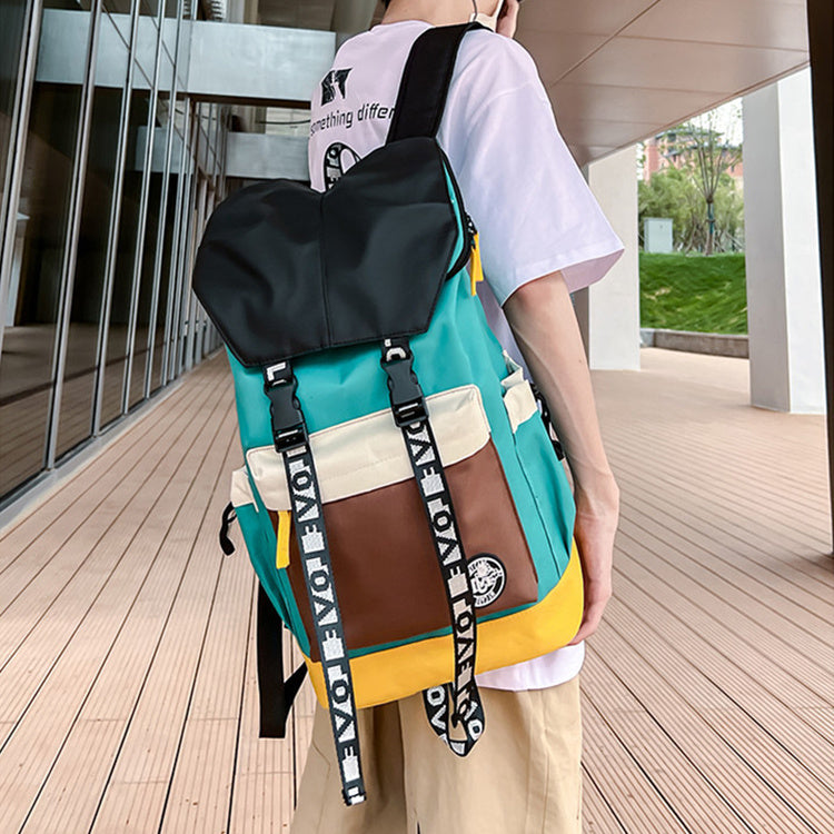 New Color Matching Backpack Fashion Outdoor Travel Bags Men Women