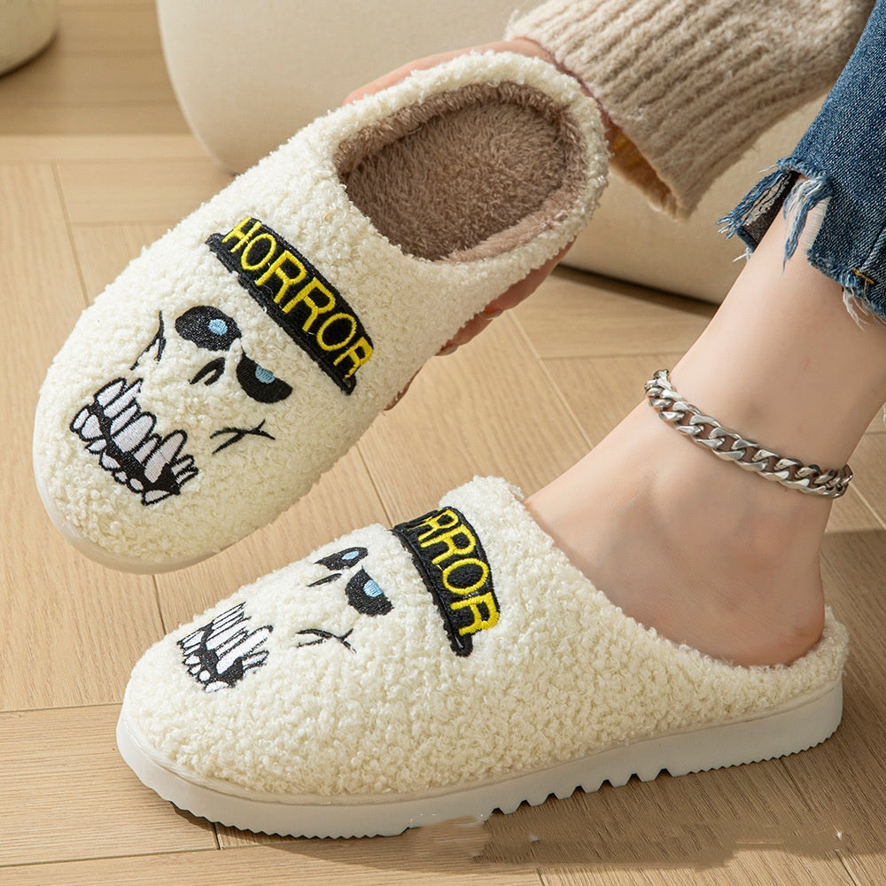 Halloween Cartoon Non-slip Skull Embroidered Slippers